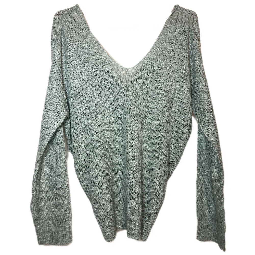 Moon&Madison Sage Twist Backless Drop Shoulder Sweater